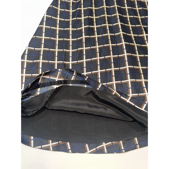 J Crew Silk A Line Twill Midi Dress Black Blue Ivory Windowpane Check Women 10 - Picture 7 of 11
